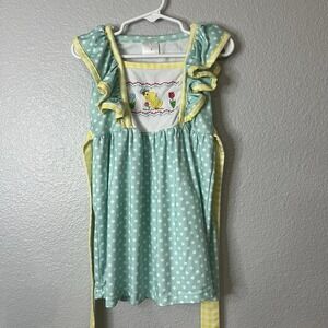 Boutique Embroidered Girls Easter Spring Dress With Tie In The Back